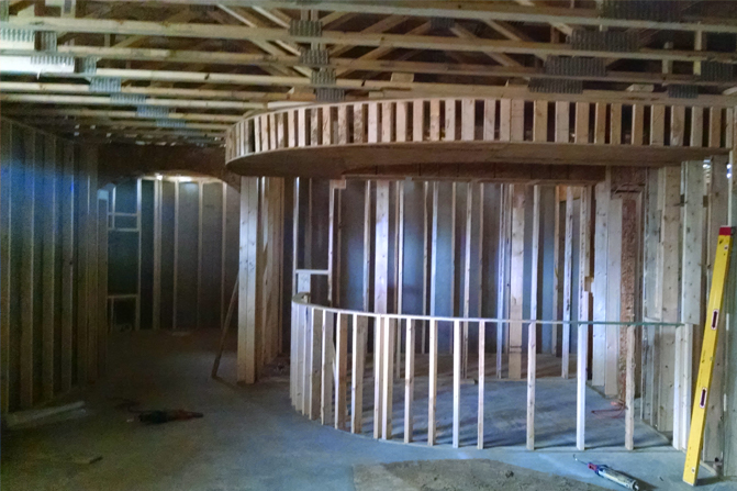 Interior view of bar being built