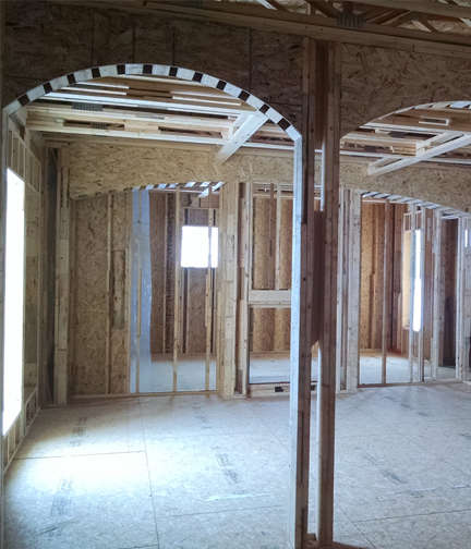 Home interior framing walls and ceiling
