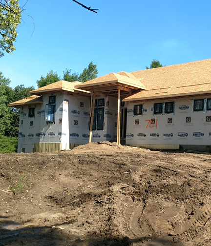 Exterior view of home being built